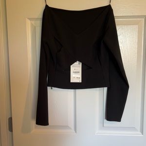 Zara xs black crop top, cross back NWT